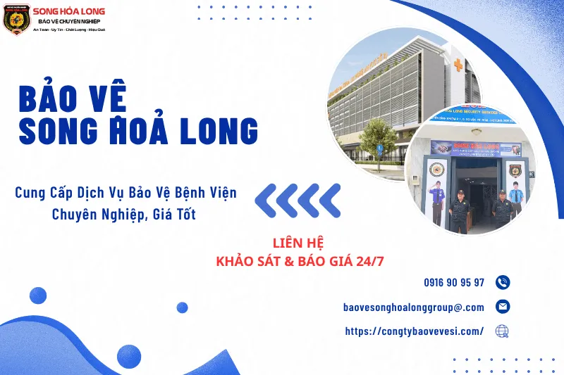 Nhân viên bảo vệ Song Hỏa Long Group đang hỗ trợ bệnh nhân tại sảnh bệnh viện