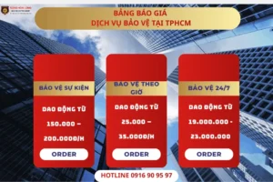 Bảng báo giá dịch vụ bảo vệ chuyên nghiệp tại TPHCM của Song Hỏa Long Group.