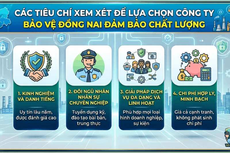 4 tiêu chí quan trọng khi lựa chọn công ty bảo vệ uy tín tại Đồng Nai đảm bảo chất lượng.