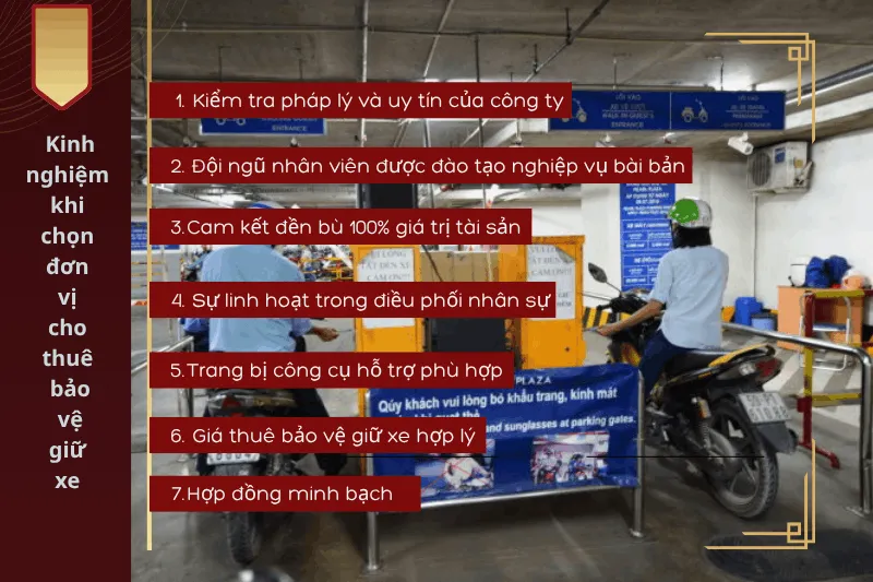 Tổng hợp 7 kinh nghiệm vàng giúp doanh nghiệp chọn thuê bảo vệ giữ xe theo giờ chất lượng và uy tín nhất TPHCM 2026.