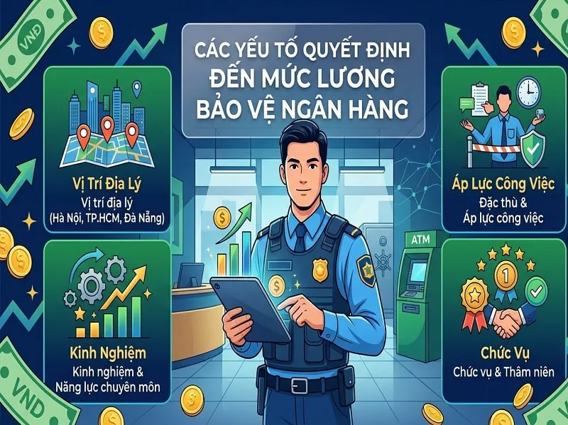 Các yếu tố quyết định đến mức lương bảo vệ ngân hàng hiện nay.