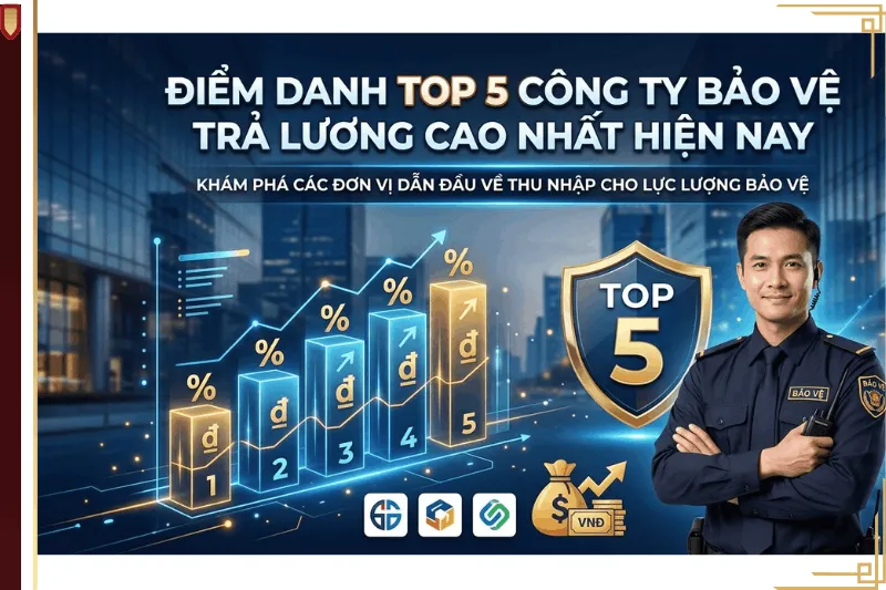 cong-ty-bao-ve-nao-luong-cao-nhat- Hình ảnh infographic top 5 công ty bảo vệ trả lương cao nhất hiện nay với biểu đồ tăng trưởng thu nhập và nhân viên bảo vệ chuyên nghiệp.