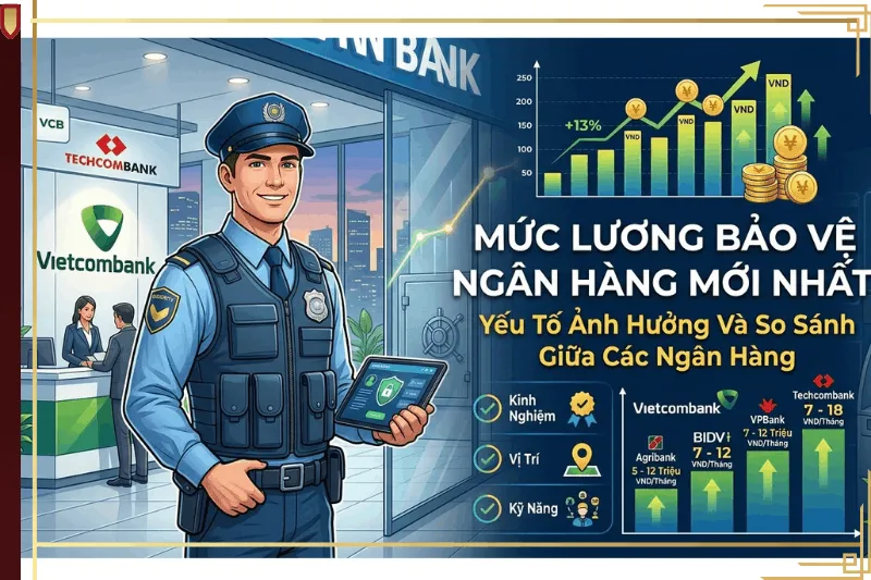 Mức lương bảo vệ ngân hàng mới nhất và bảng so sánh thu nhập giữa các ngân hàng.
