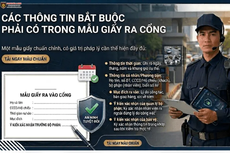 Các thông tin bắt buộc phải có trong mẫu giấy ra vào cổng bảo vệ