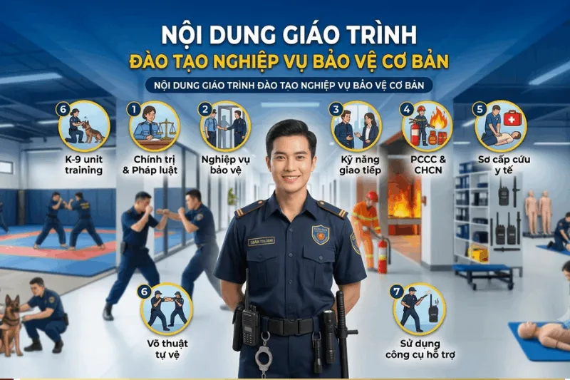 Lớp học thực hành huấn luyện theo giáo trình nghiệp vụ bảo vệ chuyên nghiệp