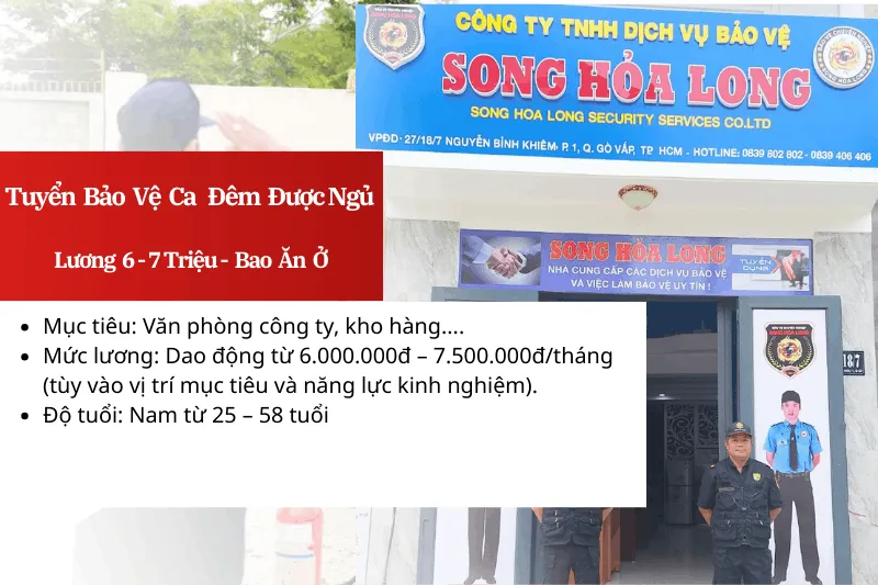 Tuyển Bảo Vệ Ca Đêm Được Ngủ Tại TPHCM, Lương 7-8Tr Đi Làm Ngay