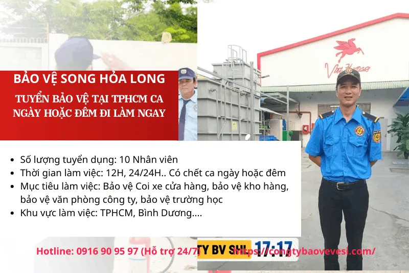 Bảo Vệ Song Hoả Long Tuyển 05 Bảo Vệ Ca Đêm Từ 22h Đến 6h Tại TPHCM Đi Làm Ngay