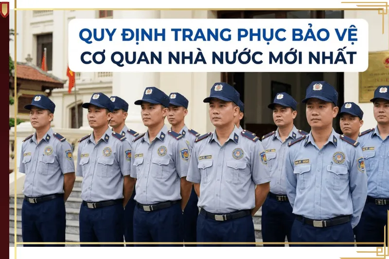 Hình ảnh đội ngũ nhân viên bảo vệ cơ quan nhà nước trong trang phục chỉnh tề, đúng quy định mới nhất