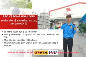 Tuyển Bảo Vệ Giữ Kho Hàng Tại TPHCM Ăn Ở Tại Chỗ, Lương 10-12 Triệu
