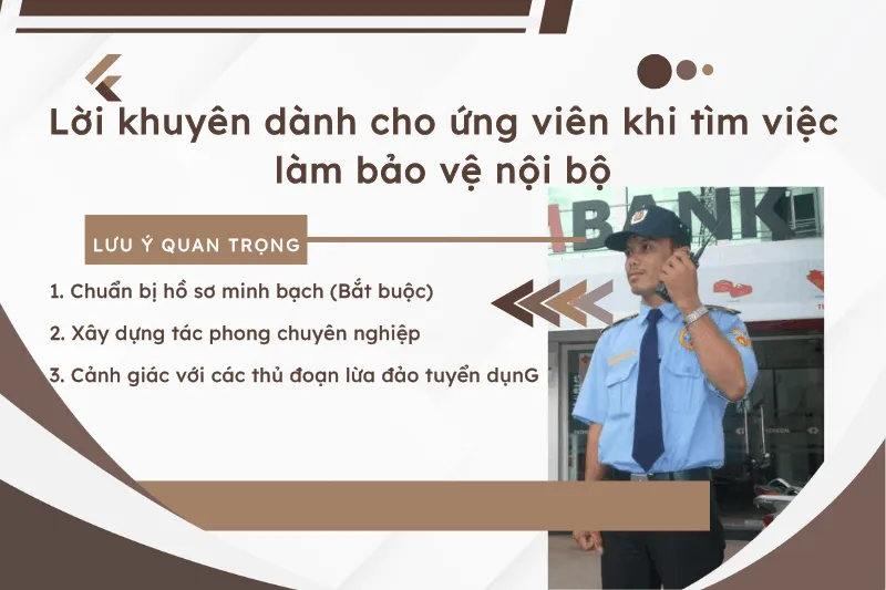 Lời khuyên dành cho ứng viên khi tìm việc làm bảo vệ nội bộ