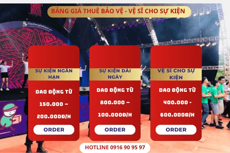 Bảng giá thuê bảo vệ sự kiện tính theo giờ và theo ngày mới nhất của Song Hỏa Long Group