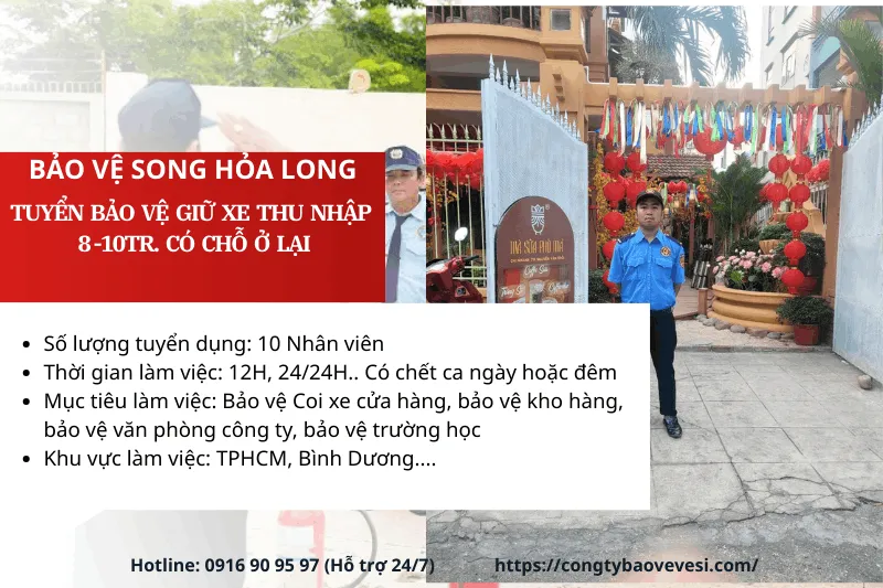 Cần Tuyển Người Giữ Xe Tại TPHCM Lương 8-11 Tr | Bảo Vệ Song Hỏa Long