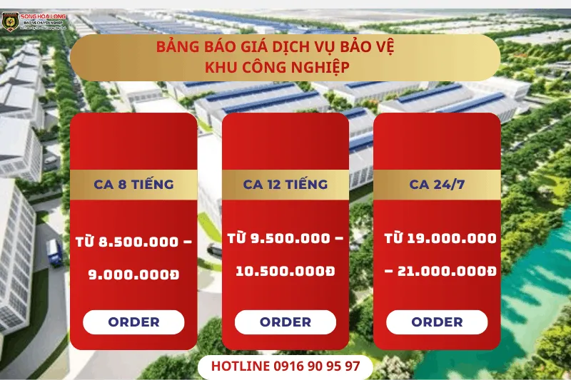 Bảng báo giá dịch vụ bảo vệ khu công nghiệp chuyên nghiệp mới nhất 2026 - Song Hỏa Long Group.