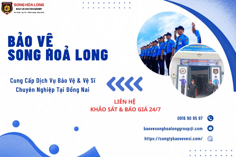 Đội ngũ nhân viên bảo vệ Song Hỏa Long Group cung cấp dịch vụ bảo vệ chuyên nghiệp tại các nhà máy ở Đồng Nai.